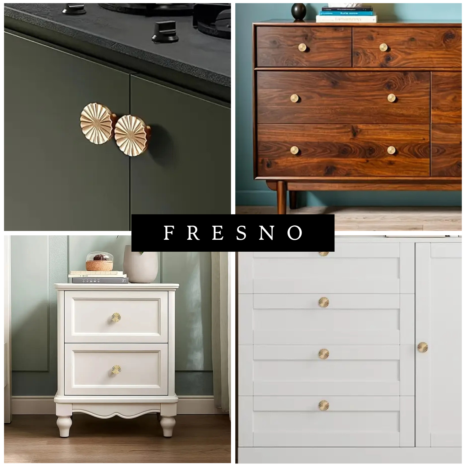 Meubelknop Fresno kunststof goud Set 5