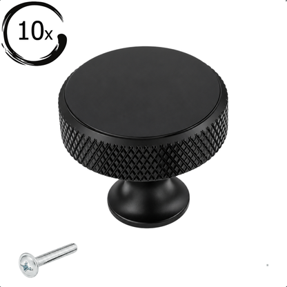 10x Türknauf 30mm Aluminium Schwarz – Lowell