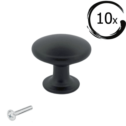 Kastknop / Meubelknop Macon 27 mm Aluminium Zwart Set 20