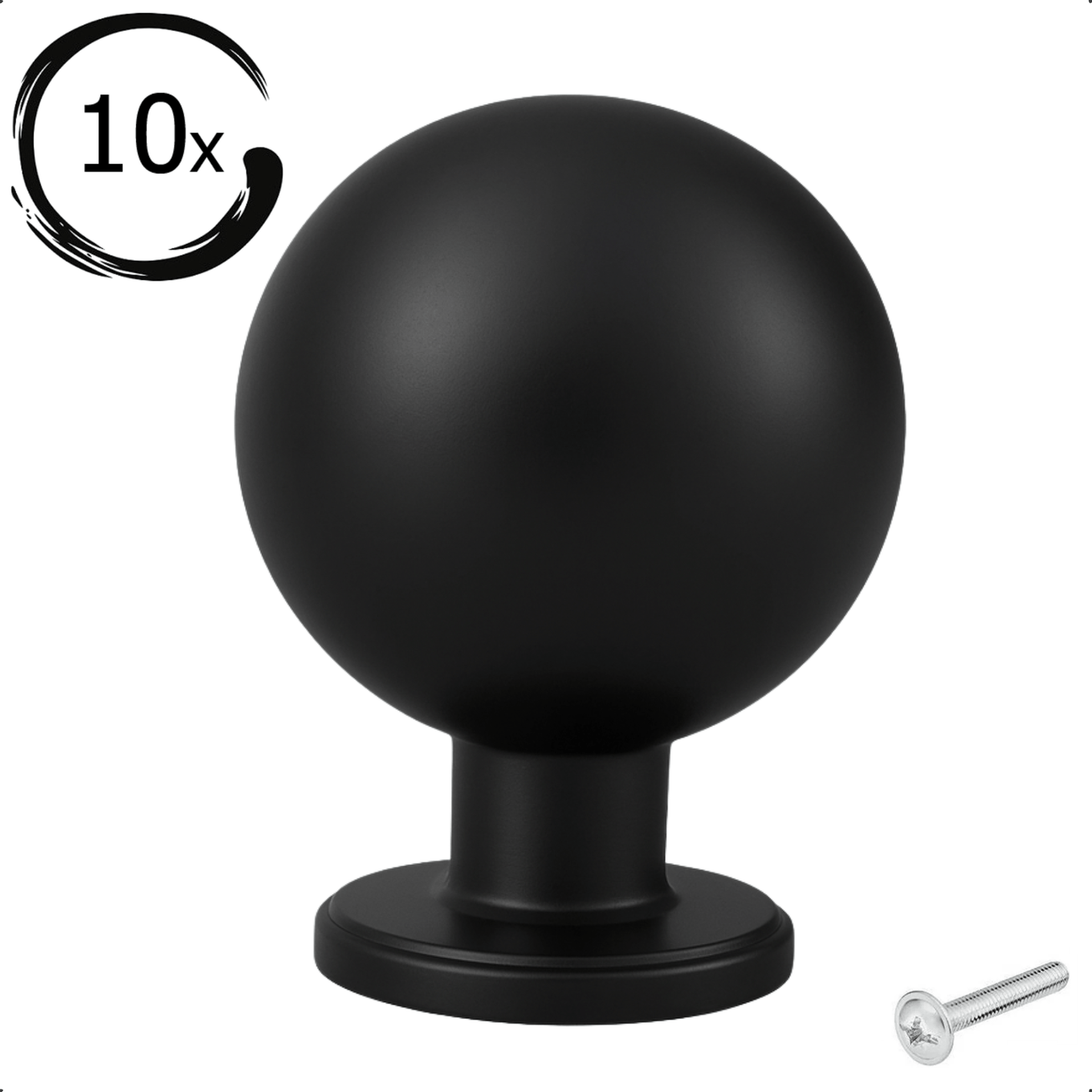 10X Deurknop 24mm Zwart – Madison - BY MJM - GMJ72-10