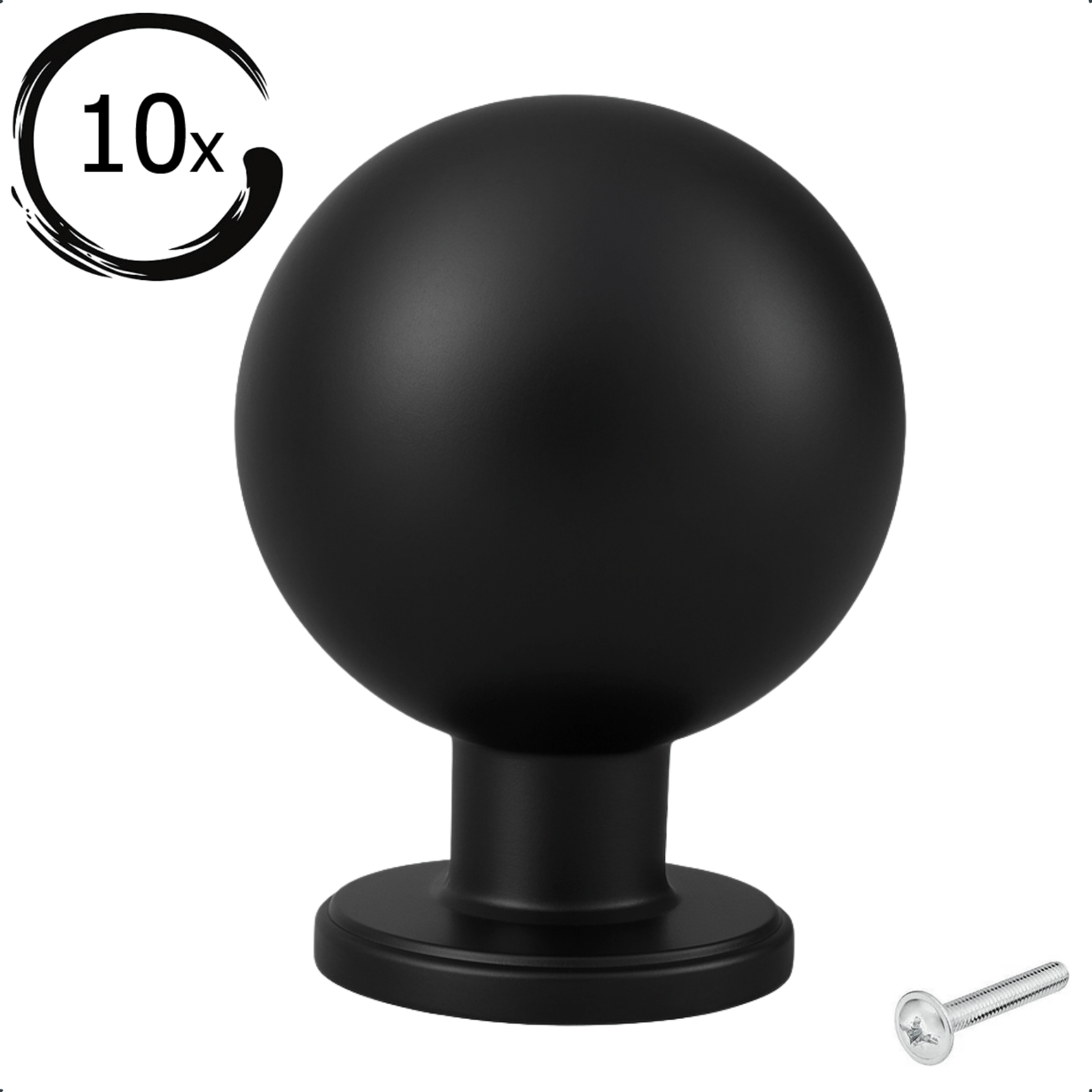 10X Deurknop 24mm Zwart – Madison - BY MJM - GMJ72-10