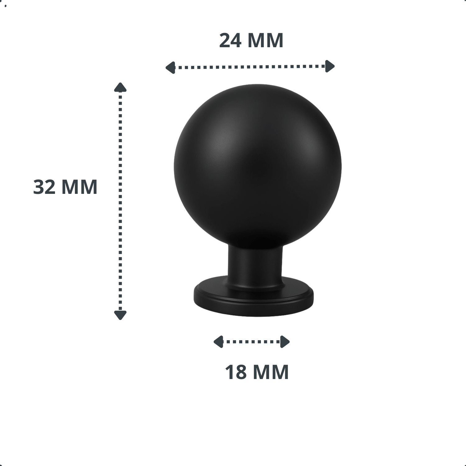 10X Deurknop 24mm Zwart – Madison - BY MJM - GMJ72-10