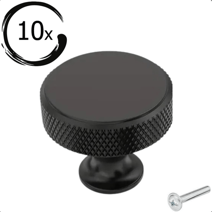 10X Deurknop 30mm Aluminium Zwart – Lowell - BY MJM - GMJ103-10