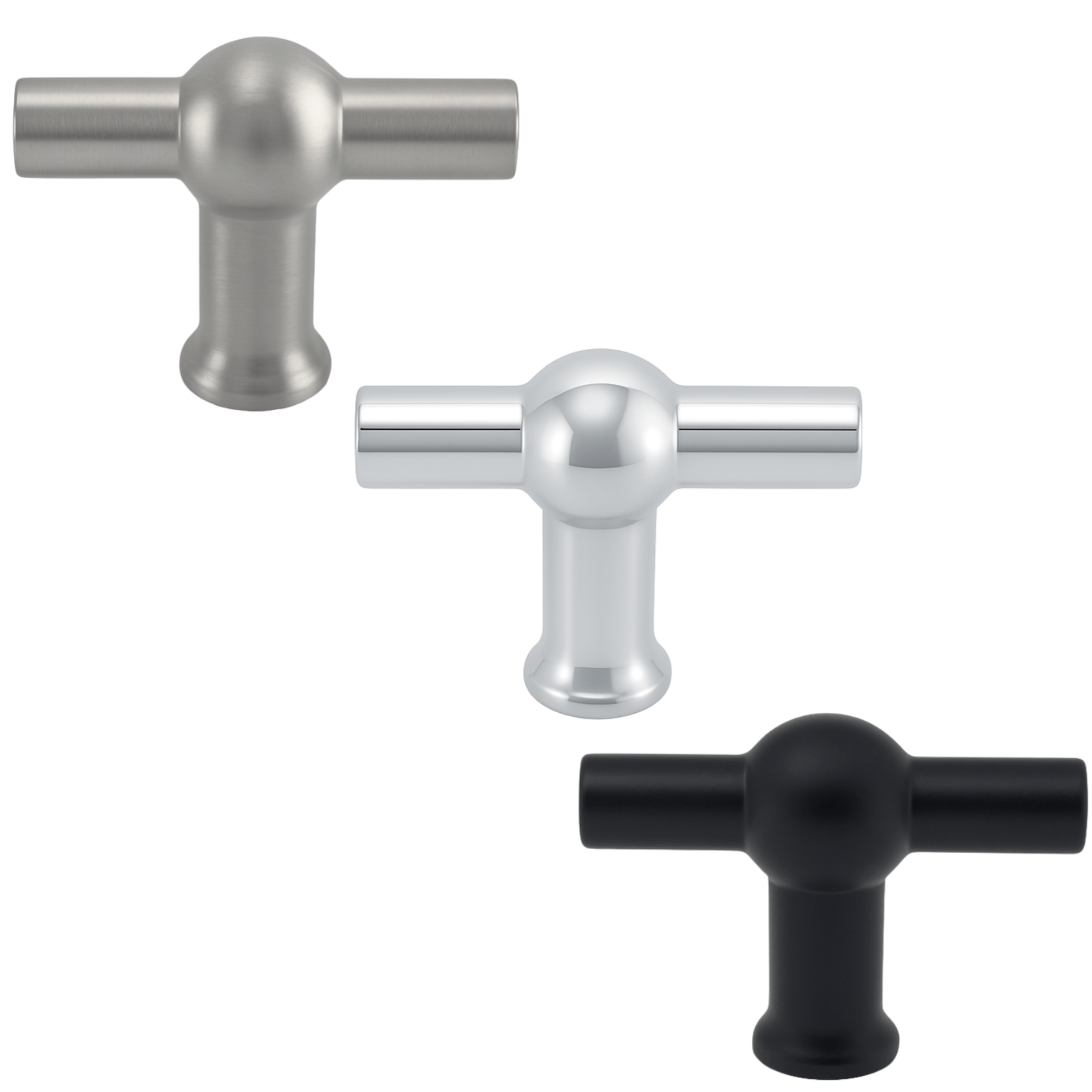 10X Deurknop 48mm Chroom – Kansas T - greep - BY MJM - GMJ54-10