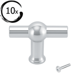 10X Deurknop 48mm Chroom – Kansas T - greep - BY MJM - GMJ54-10