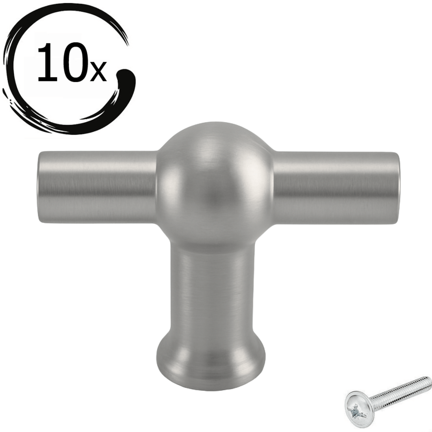 10X Deurknop 48mm RVS – Kansas T - greep - BY MJM - GMJ53-10