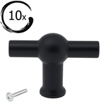 10X Deurknop 48mm Zwart – Kansas - BY MJM - GMJ27-10