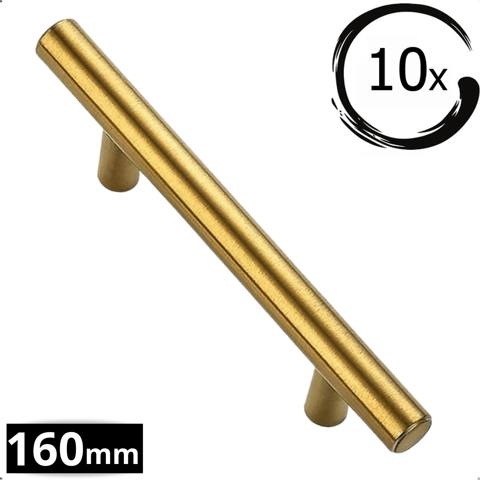 10X Handgreep 160mm Goud – RVS – Denver - BY MJM - GMJ84-10