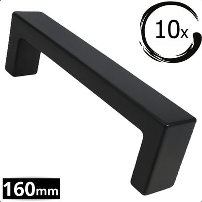 10X Handgreep 160mm RVS Zwart – Atlanta - BY MJM - GMJ14-10