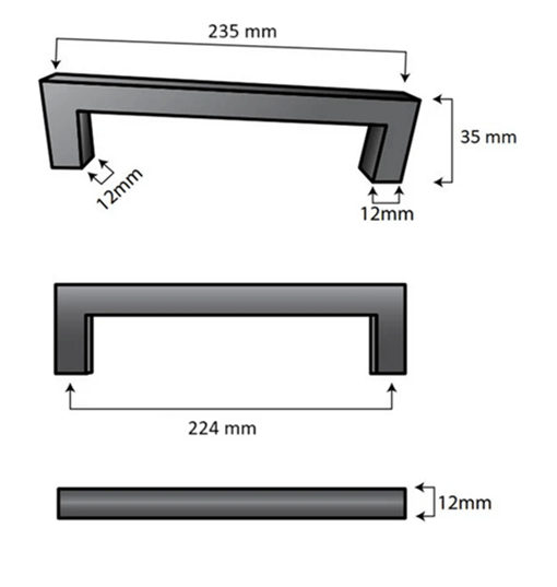 10X Handgreep 224mm RVS Wit – Dallas - BY MJM - GMJ63-10