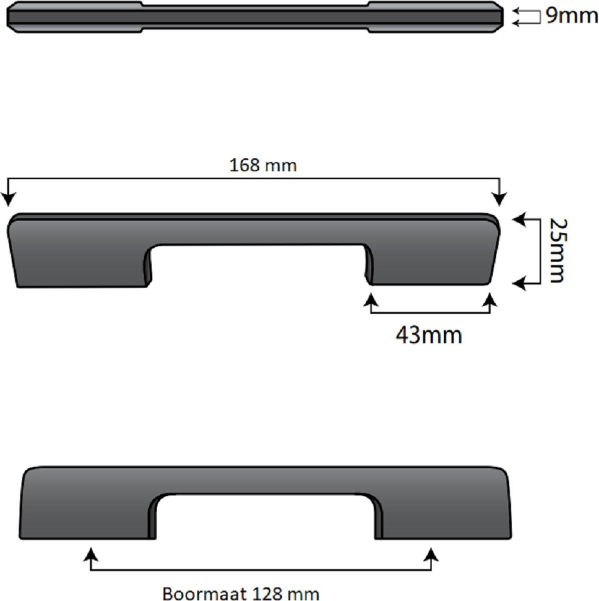 Handle design Black 128 mm