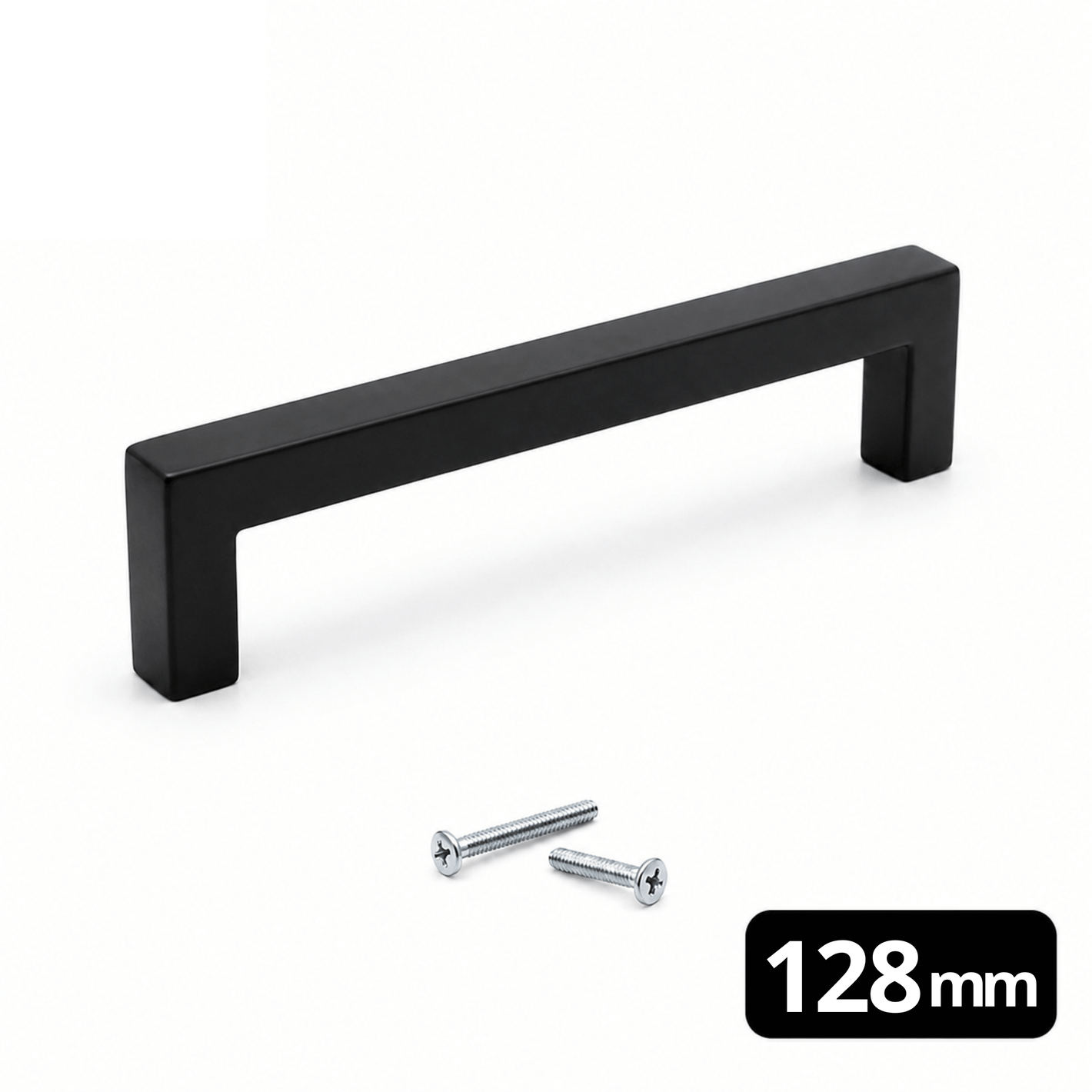 Griff 128 mm Edelstahl Schwarz – Dallas
