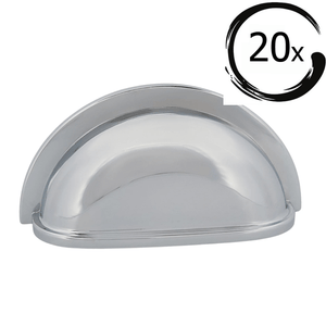20X Komgreep Columbia 76 mm Chroom handgreep, chroom afwerking, klassieke uitstraling voor kastdeurtjes