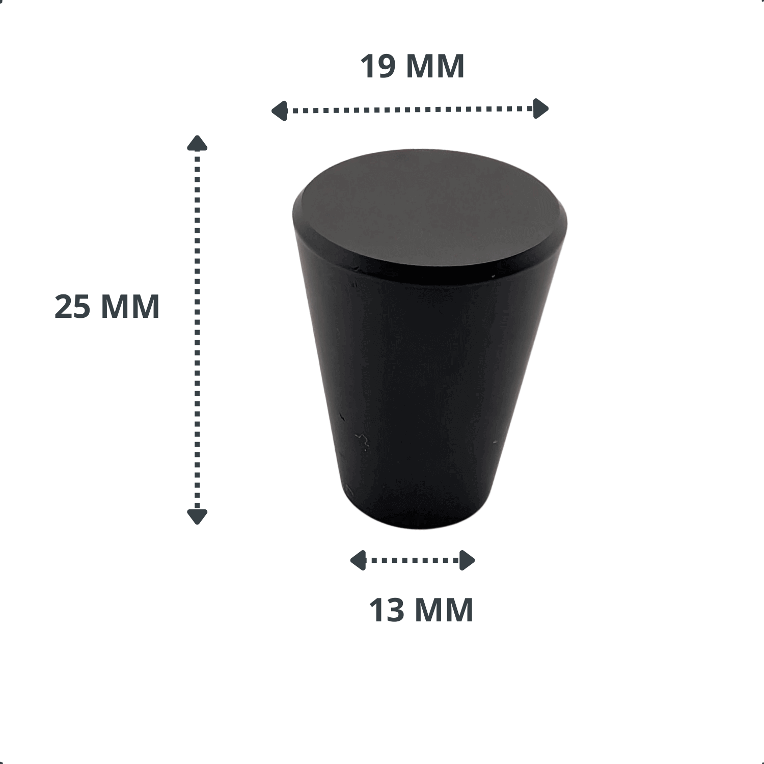20X Deurknop 19mm Zwart – Akron - BY MJM - GMJ76-20