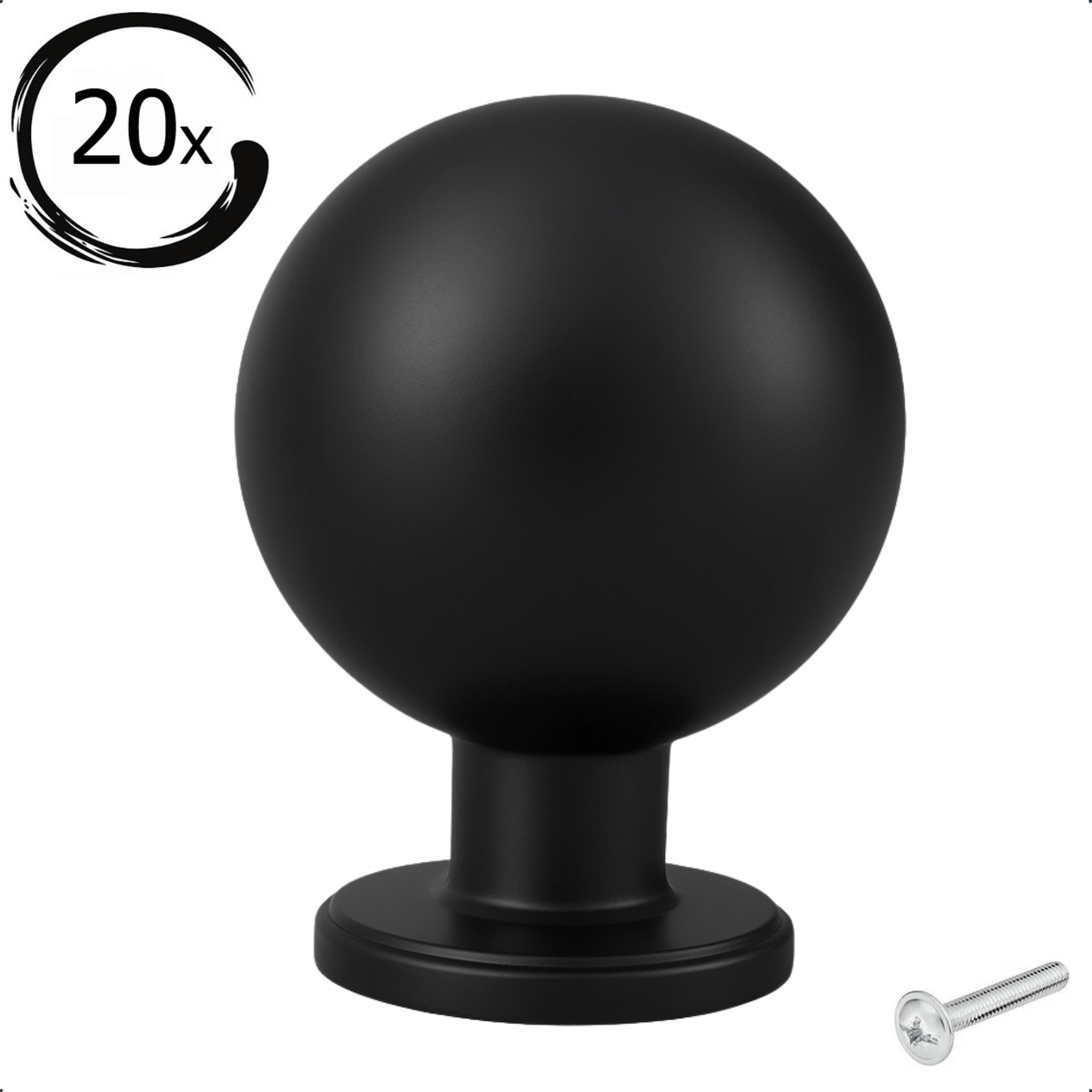 20X Deurknop 24mm Zwart – Madison - BY MJM - GMJ72-20