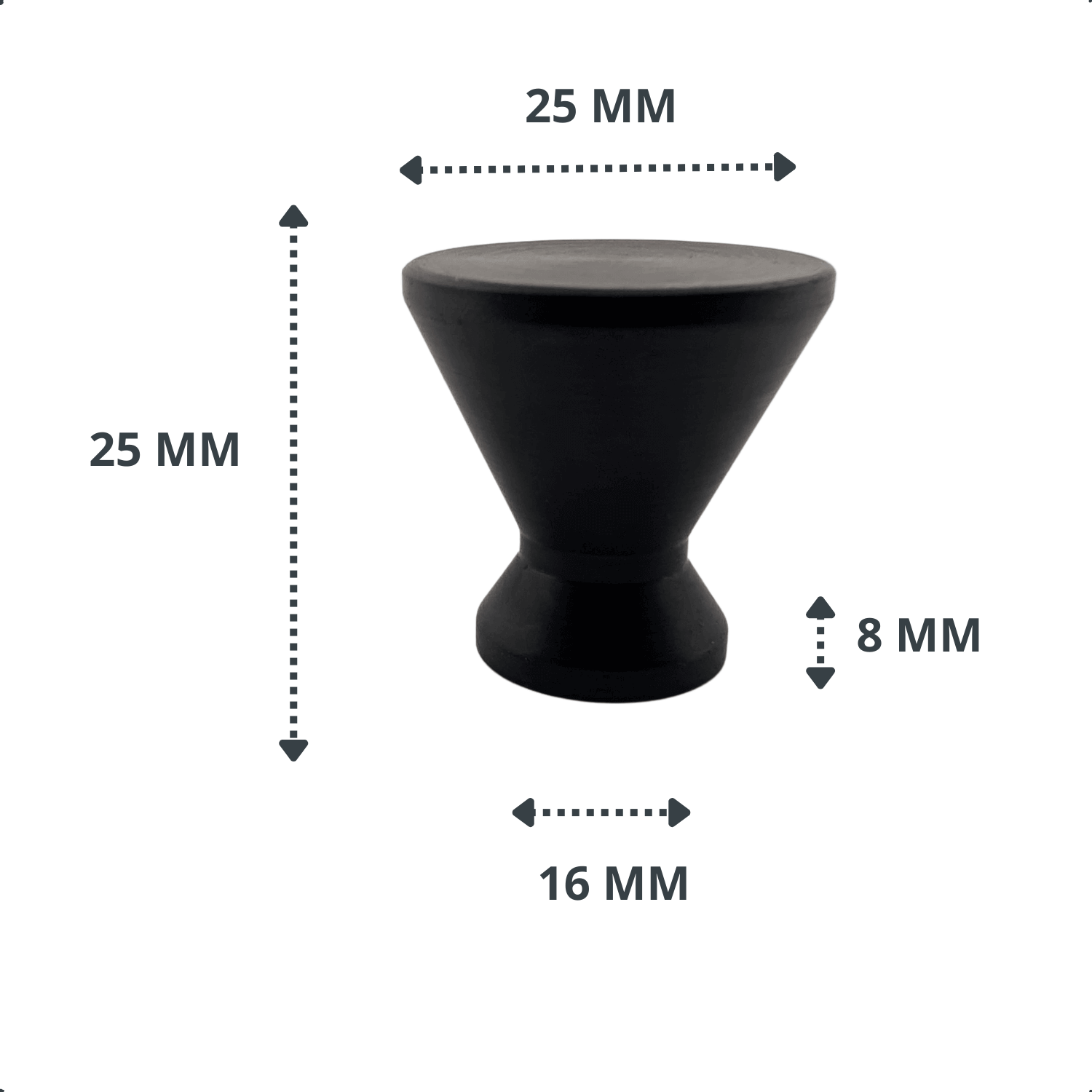 20X Deurknop 25mm Zwart – Dover - BY MJM - GMJ78-20