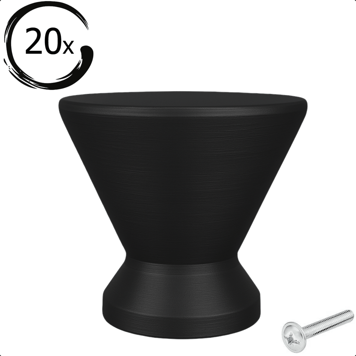 20X Deurknop 25mm Zwart – Dover - BY MJM - GMJ78-20