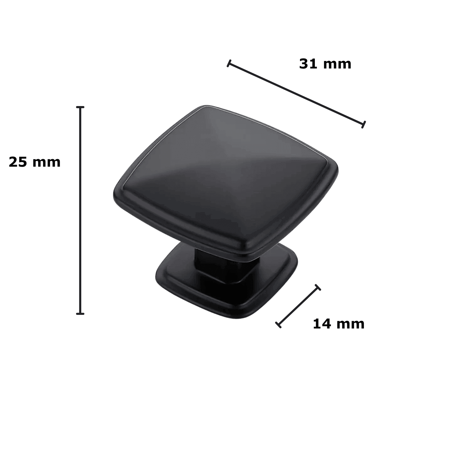 20X Deurknop 31mm Aluminium Zwart – Texas - BY MJM - GMJ106-20