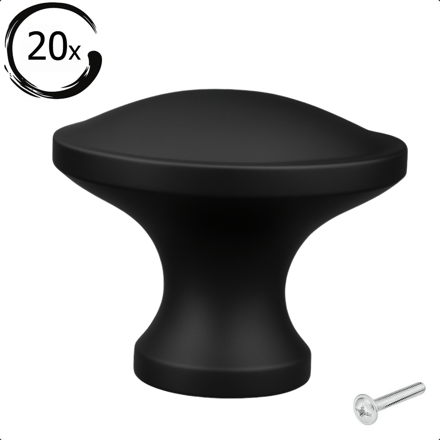 20X Deurknop 32mm Zwart – Rapid - BY MJM - GMJ93-20