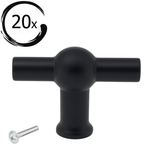 20X Deurknop 48mm Zwart – Kansas - BY MJM - GMJ27-20