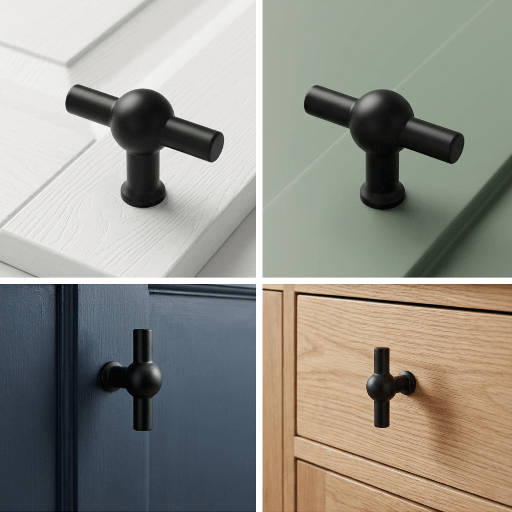 20X Deurknop 48mm Zwart – Kansas - BY MJM - GMJ27-20