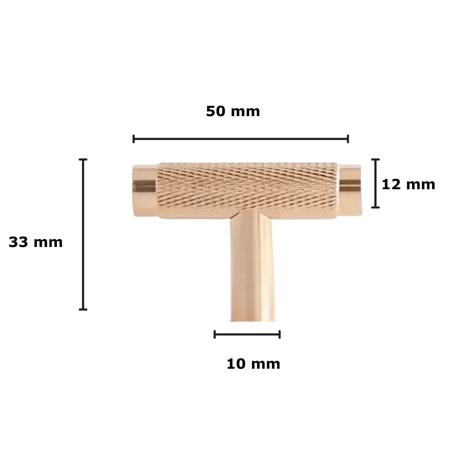 20X Deurknop T - greep 50mm Aluminium Goud – Waco - BY MJM - GMJ104-20