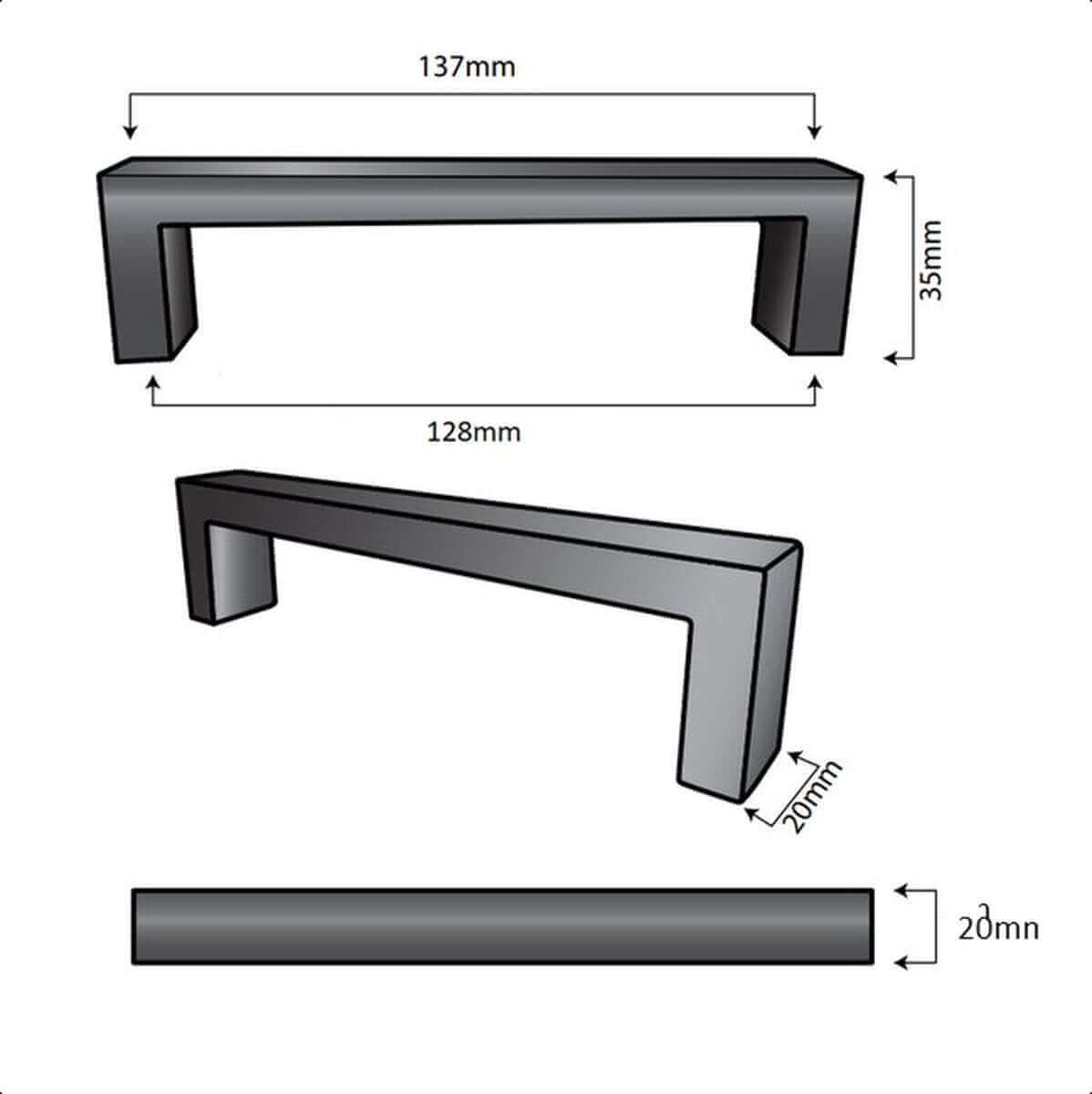 20X Handgreep 128mm RVS Zwart – Atlanta - BY MJM - GMJ05-20