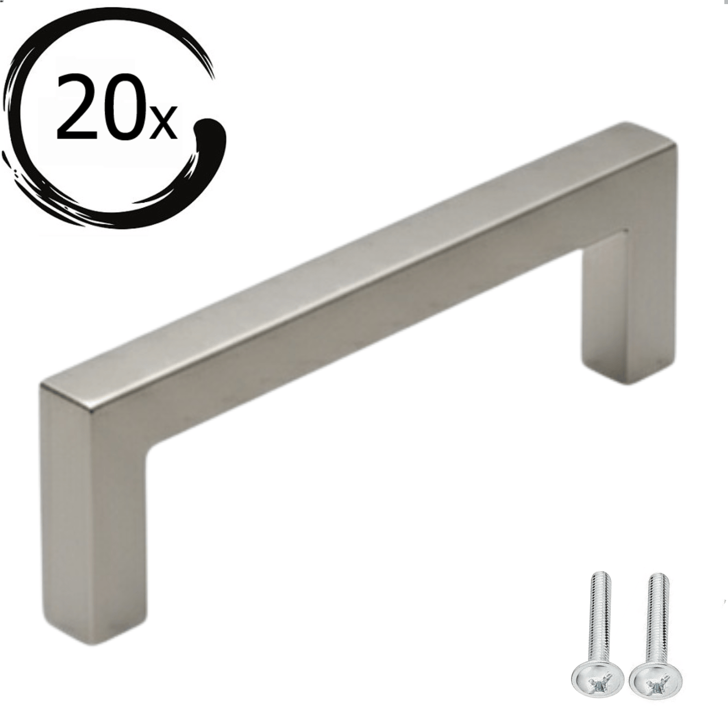 Set van 20 RVS handgrepen Dallas 192mm boormaat met 40 bevestigingsschroeven voor keuken en kastmontage
