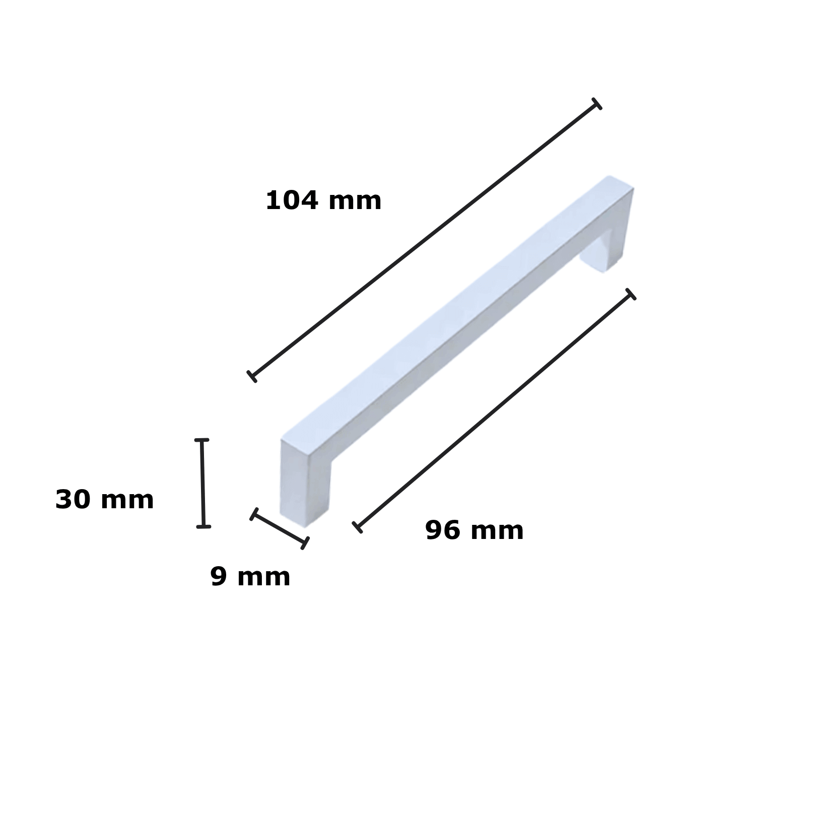 20X Handgreep 96mm Aluminium Wit – Twig - BY MJM - GMJ116-20