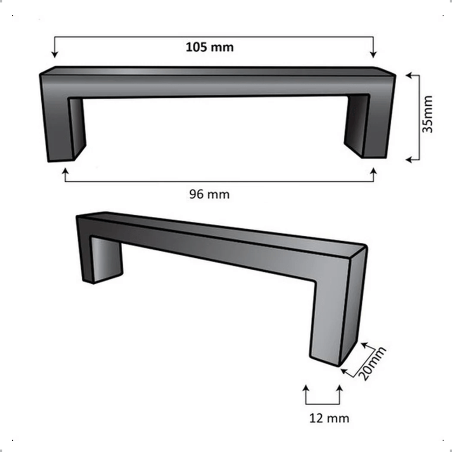 20X Handgreep 96mm RVS Wit – Atlanta - BY MJM - GMJ64-20