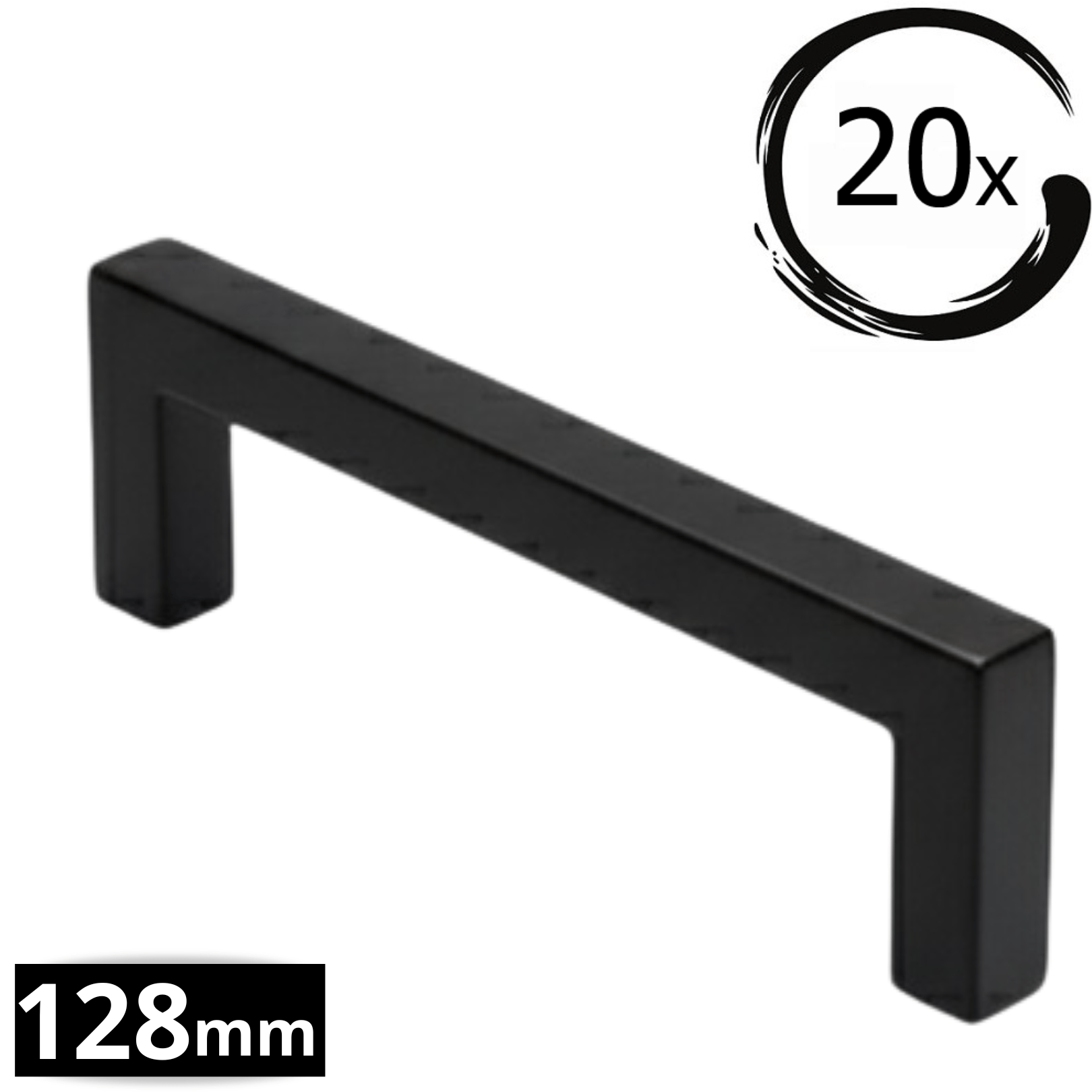 20X Handgreep Dallas 128 mm – RVS Zwart - BY MJM - GMJ04-20