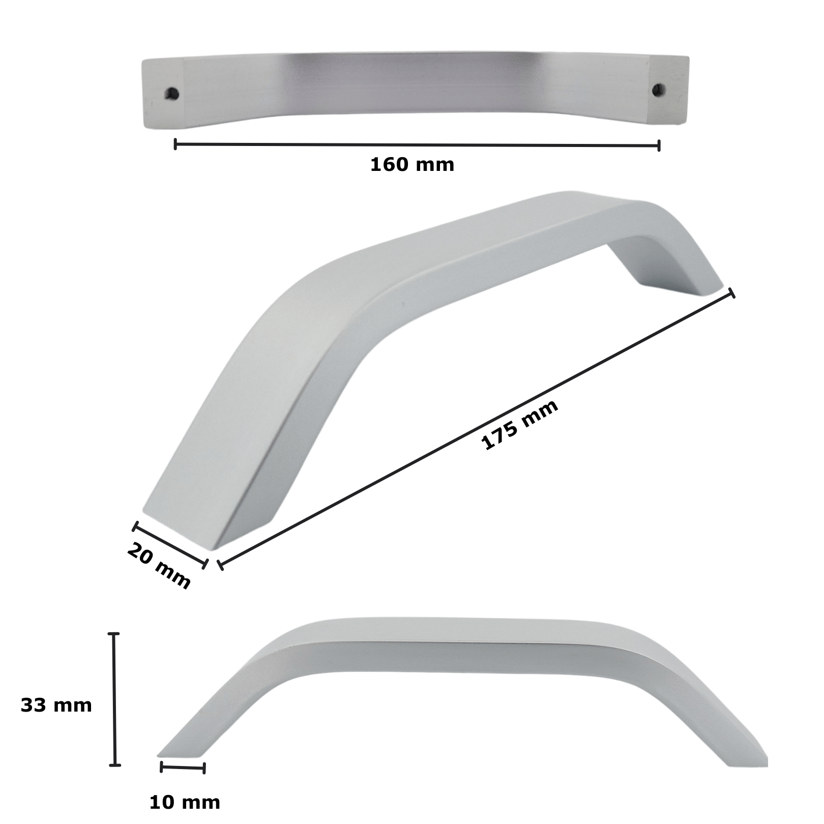 20X Handgreep Tulsa 160 mm Aluminium - BY MJM - GMJ11-20