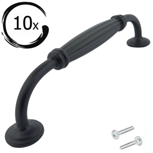 10x Handle / Furniture Handle Norfolk 128 mm Black