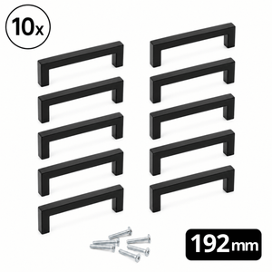 10x Griff 192 mm Edelstahl Schwarz – Dallas