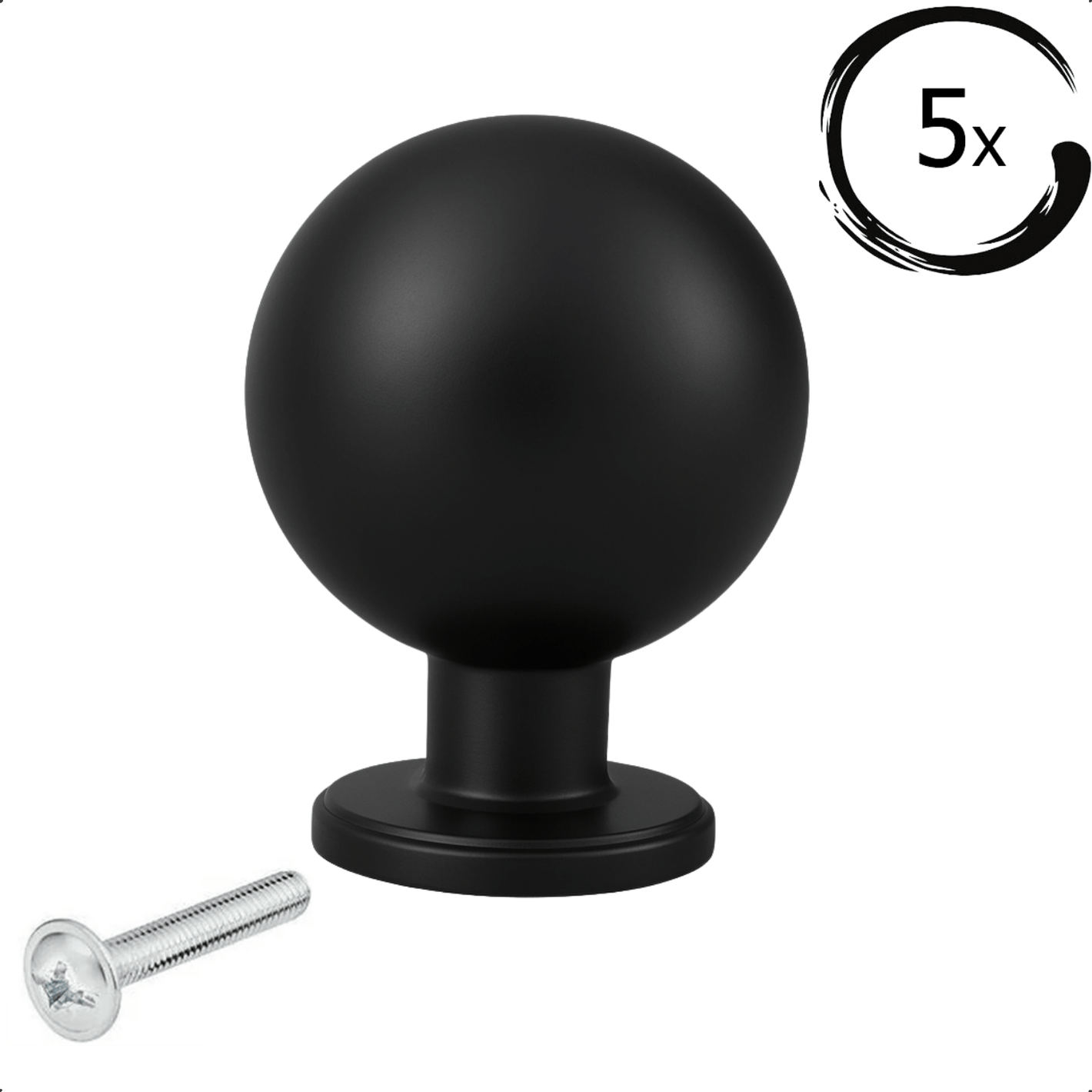 5X Deurknop Madison Zwart