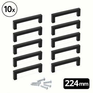10x Griff 224 mm Edelstahl Schwarz – Dallas