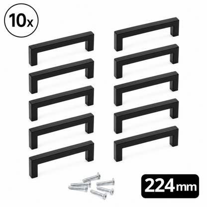 10x Griff 224 mm Edelstahl Schwarz – Dallas