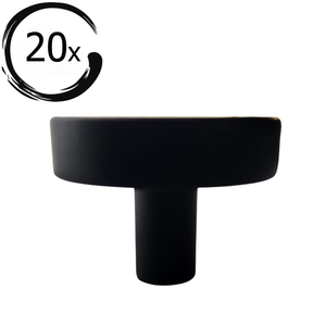 20x Door Knob Circle 40 mm Knob Round Black