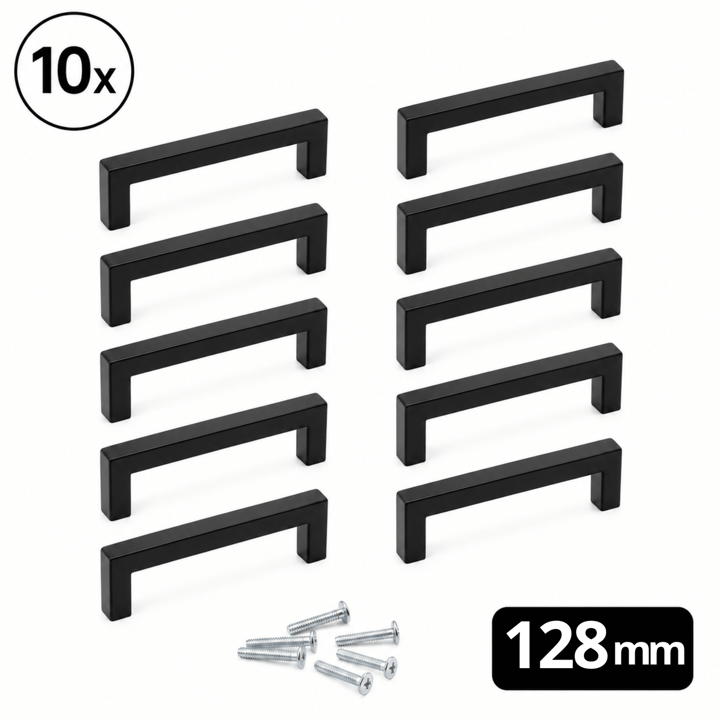 10X Handgreep 128mm RVS Zwart – Dallas