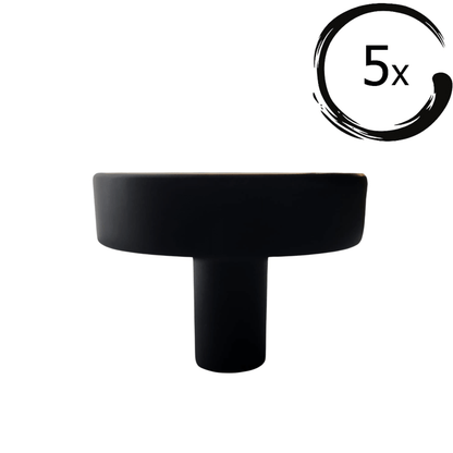 Kreis 40 mm Knopf rund schwarz Set 5