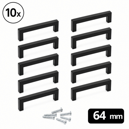 Griff 128 mm Edelstahl Schwarz – Dallas