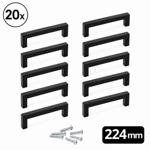 20x Griff 224 mm Edelstahl Schwarz – Dallas