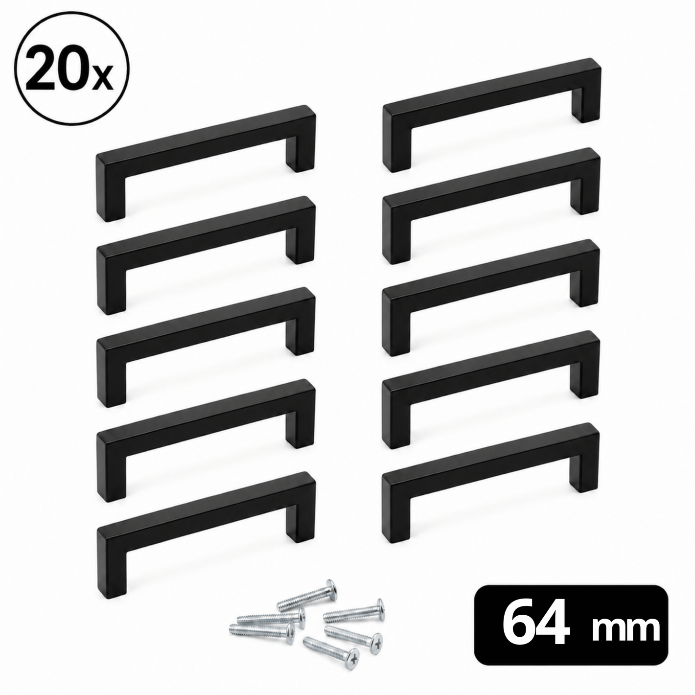 Griff 128 mm Edelstahl Schwarz – Dallas
