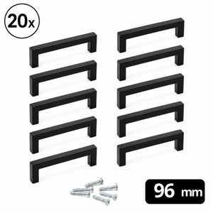 20x Griff 96mm Edelstahl Schwarz – Dallas