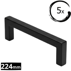 5X Handgreep 224mm RVS Zwart – Dallas - BY MJM - GMJ86-5