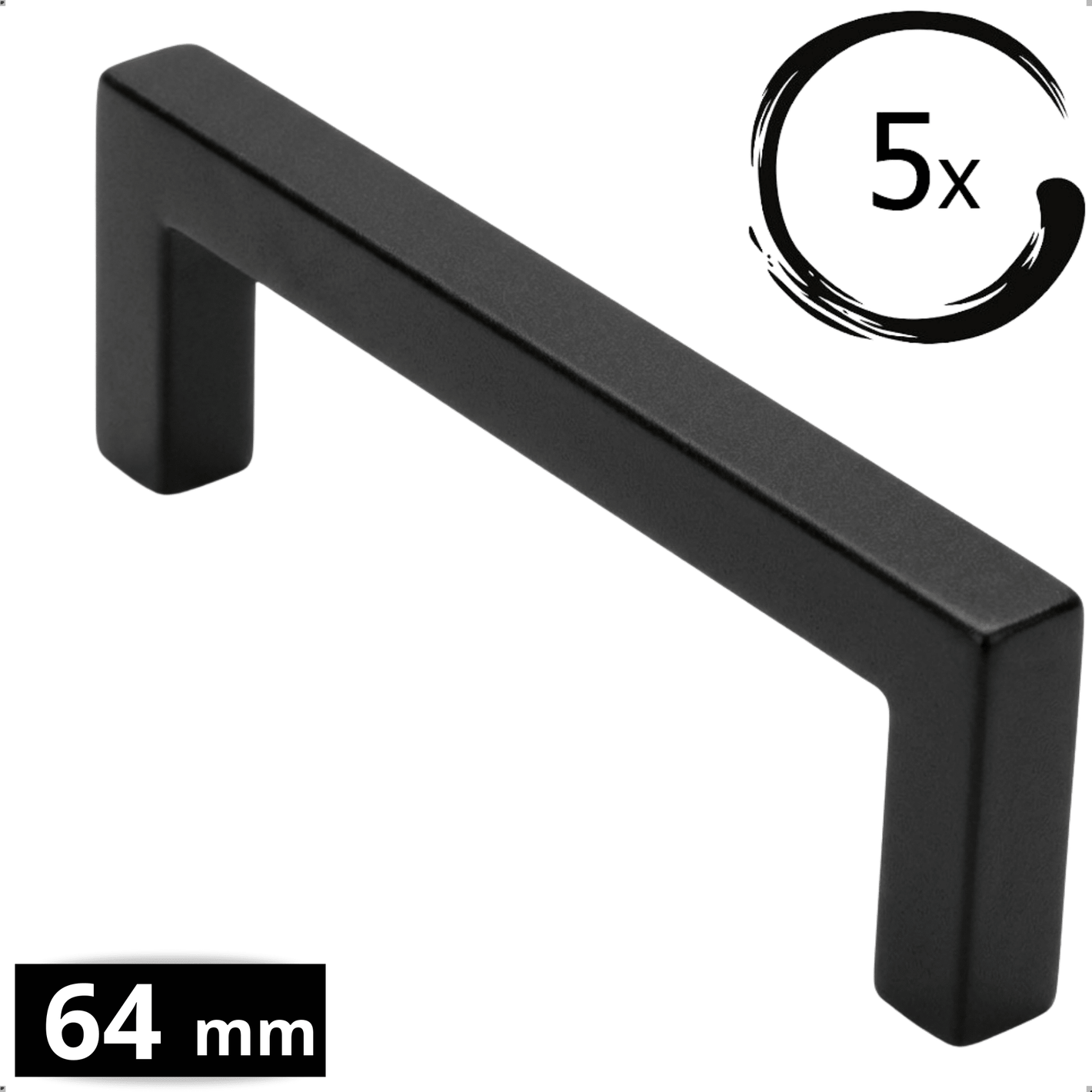 5X Handgreep 64mm RVS Zwart – Dallas - BY MJM - GMJ130-5