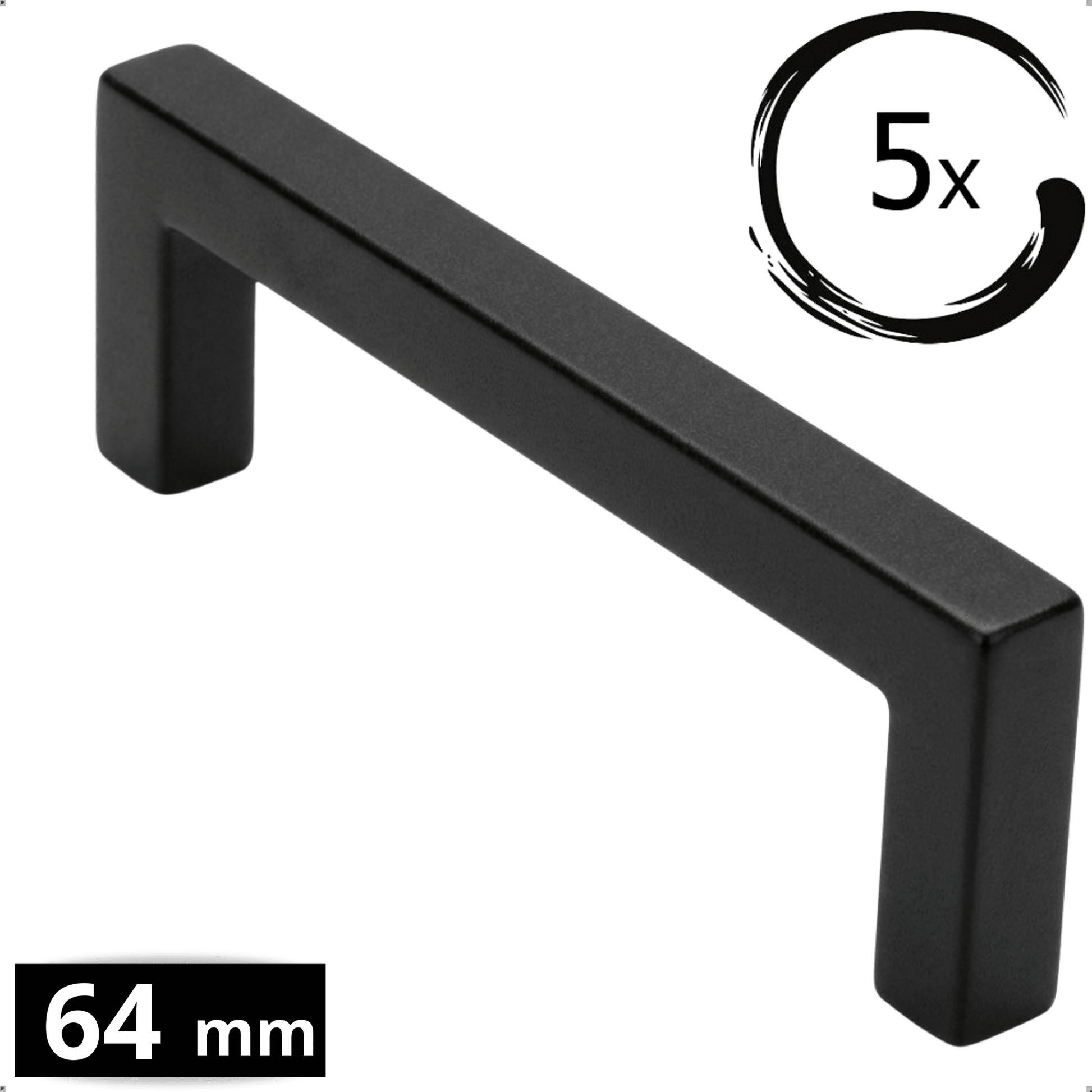 5X Handgreep 64mm RVS Zwart – Dallas - BY MJM - GMJ130-5