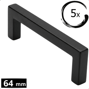 5X Handgreep 64mm RVS Zwart – Dallas - BY MJM - GMJ130-5