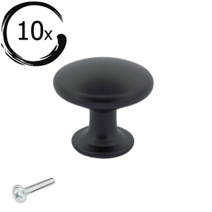 10x Cabinet Knob / Furniture Knob Macon 27 mm Aluminum Black Set of 10
