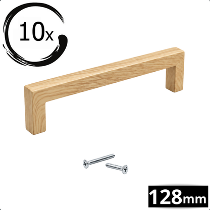 10X Handgreep 128mm RVS Eiken Look – Hickory